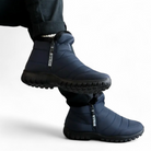 Blauwe heren winterlaarzen met pluche voering detail