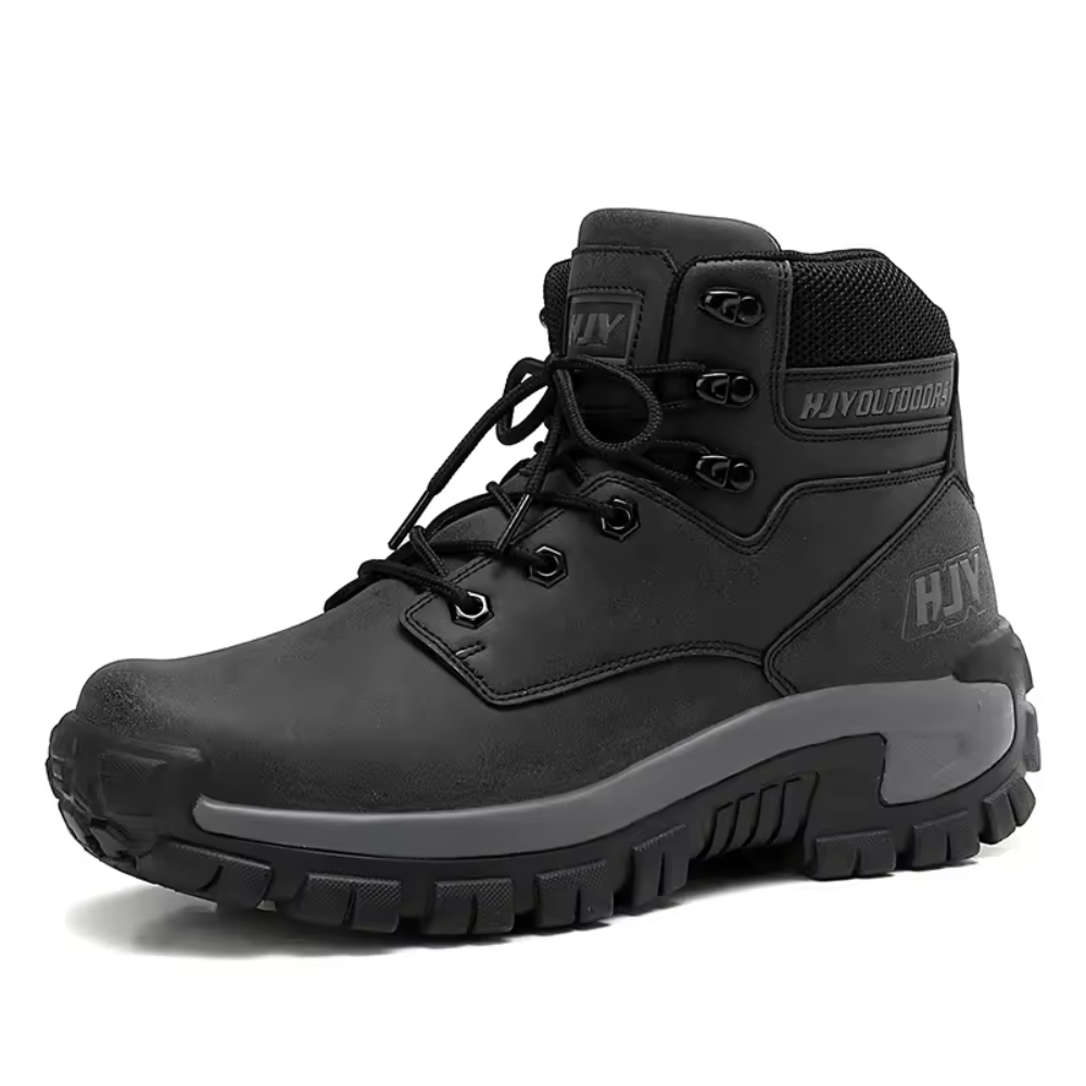Kiran heren outdoor wandelschoenen in zwart met antislip rubberzool