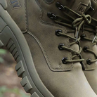Antislip wandelschoenen heren — vetersluiting en hoge schacht detail