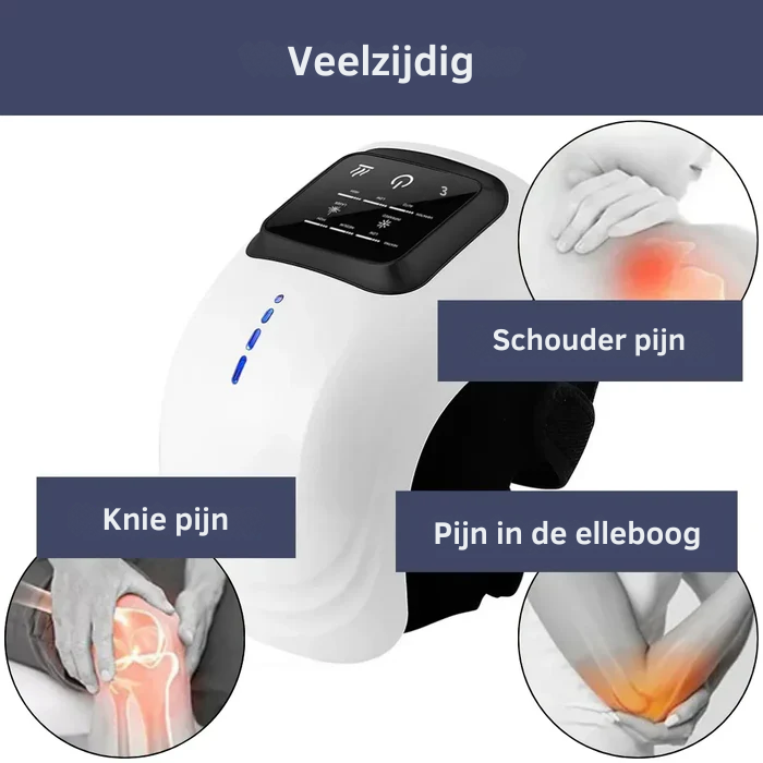 Kneevo draagbaar kniepijnverlichter in gebruik thuis of onderweg