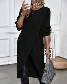 Lena trui-jurk gecombineerd met legging casual outfit dames