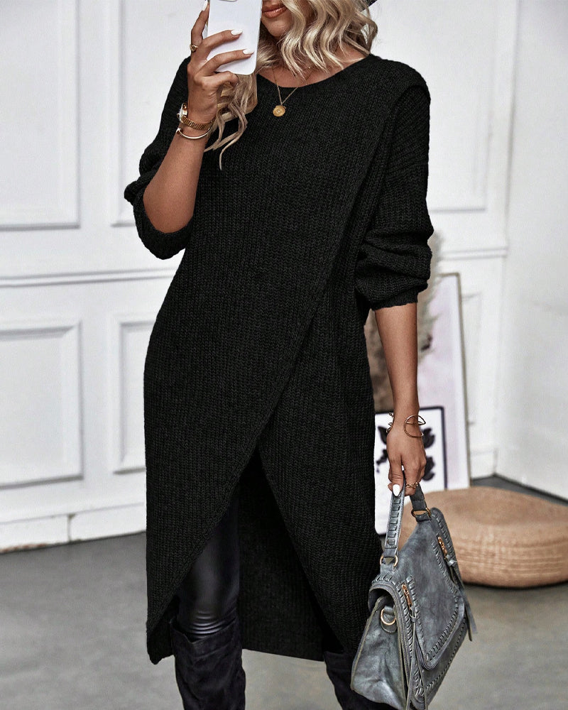 Lena trui-jurk gecombineerd met legging casual outfit dames