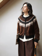 Vooraanzicht Liora cardigan beige met open voorkant en raglanmouwen