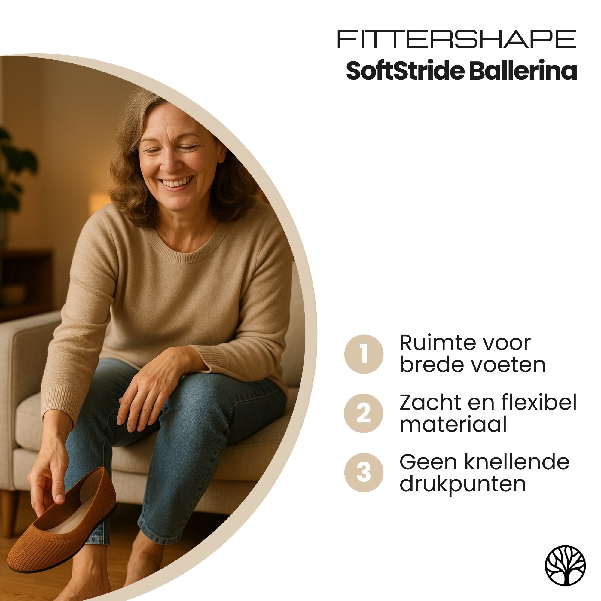 Luna comfortabele ballerina's geschikt bij hallux valgus in zwart