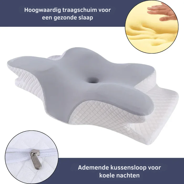 Hypoallergeen hoofdkussen met ademende katoenen stretchhoes