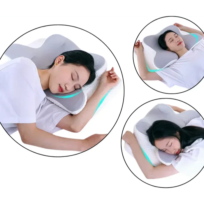 Detailopname memory foam kussen voor drukverlichting en slaapcomfort