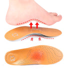 Orthopedische leren inlegzolen met voetboogondersteuning en ventilatiegaatjes voor dagelijks comfort