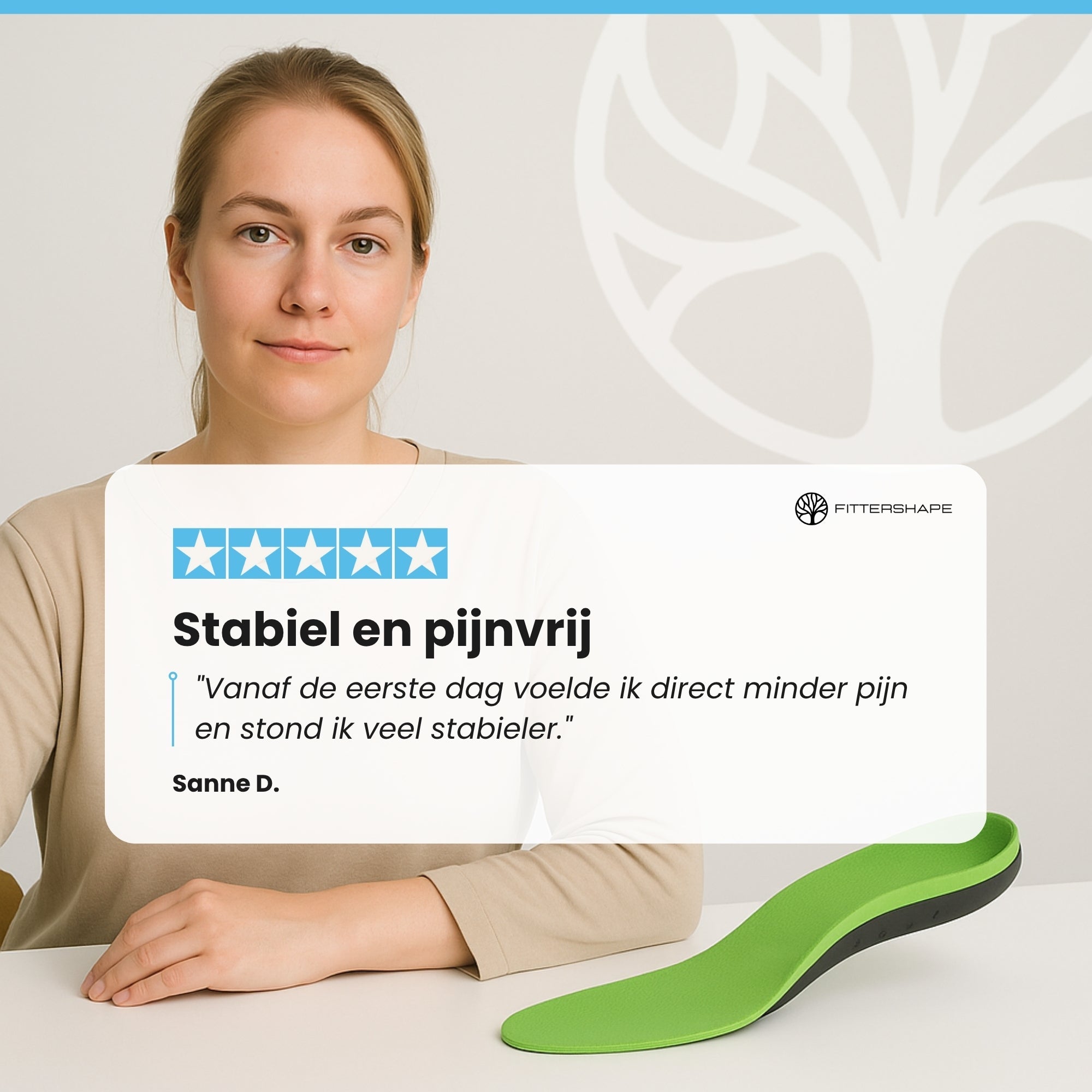 Ortivo inlegzool in verschillende maten naast elkaar weergegeven