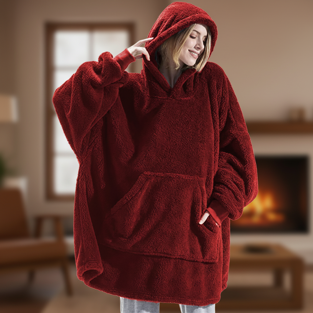 Oversized fleece hoodie in zwart met ruime pasvorm en kangoeroezak