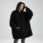Donkergrijze hoodie fleecedeken voor dames - vooraanzicht