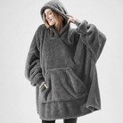 Olijfgroene oversized hoodie van dubbelzijdig pluche fleece