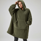 Roze fleece hoodie deken met capuchon voor koude avonden