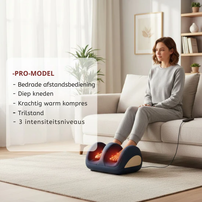 Voetmassageapparaat met 3 instelbare intensiteitsniveaus voor gepersonaliseerde massage