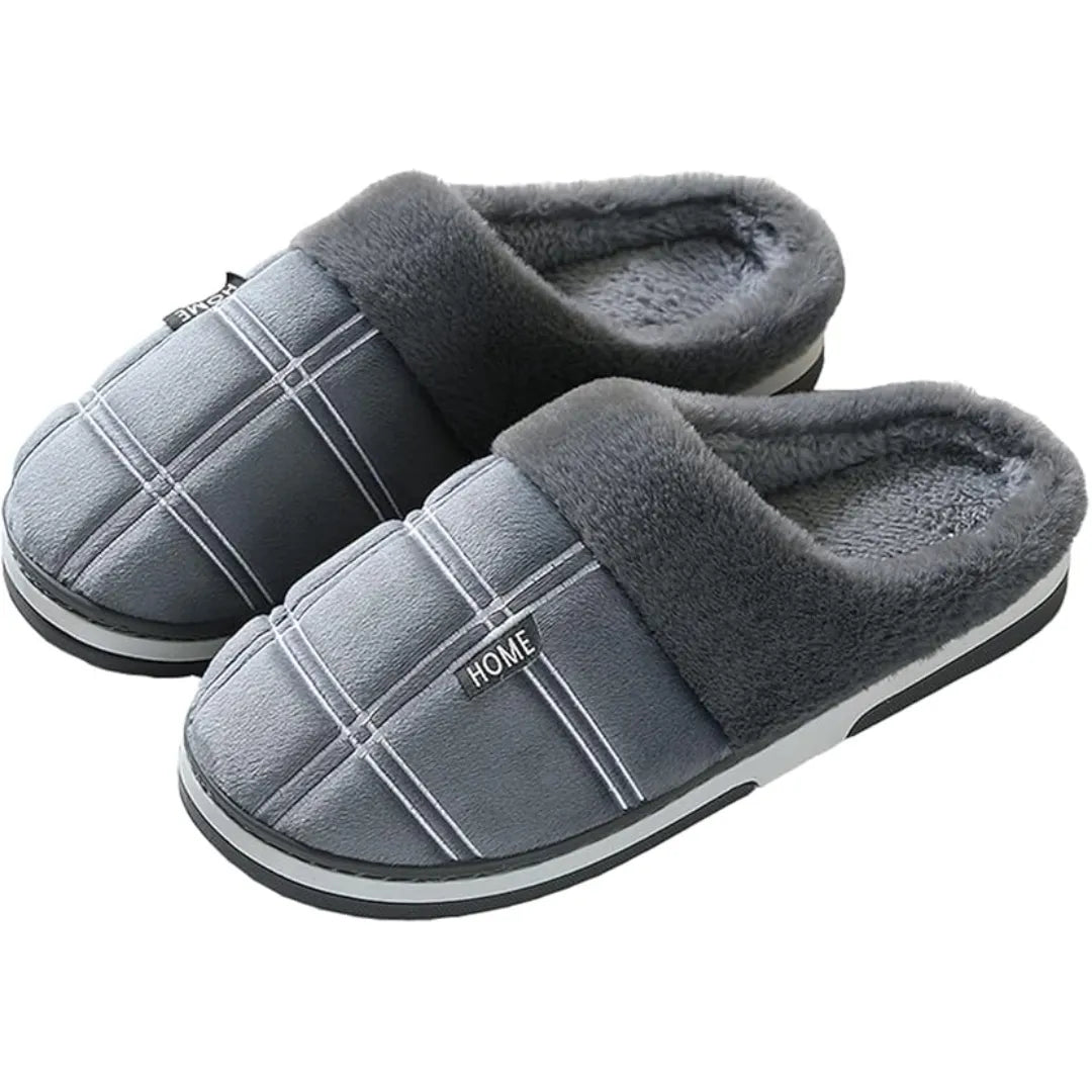 Relax unisex pluche pantoffels in grijs voor thuisgebruik