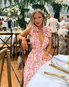 Roze dames maxi-jurk geschikt voor feesten en bruiloften