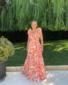 Roze mouwloze maxi-jurk met elegante pasvorm