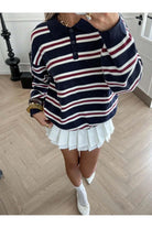 Gestreepte dames polokraag trui Selma outfit inspiratie
