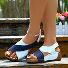 Oranje Solara orthopedische wigzool sandalen voor dames