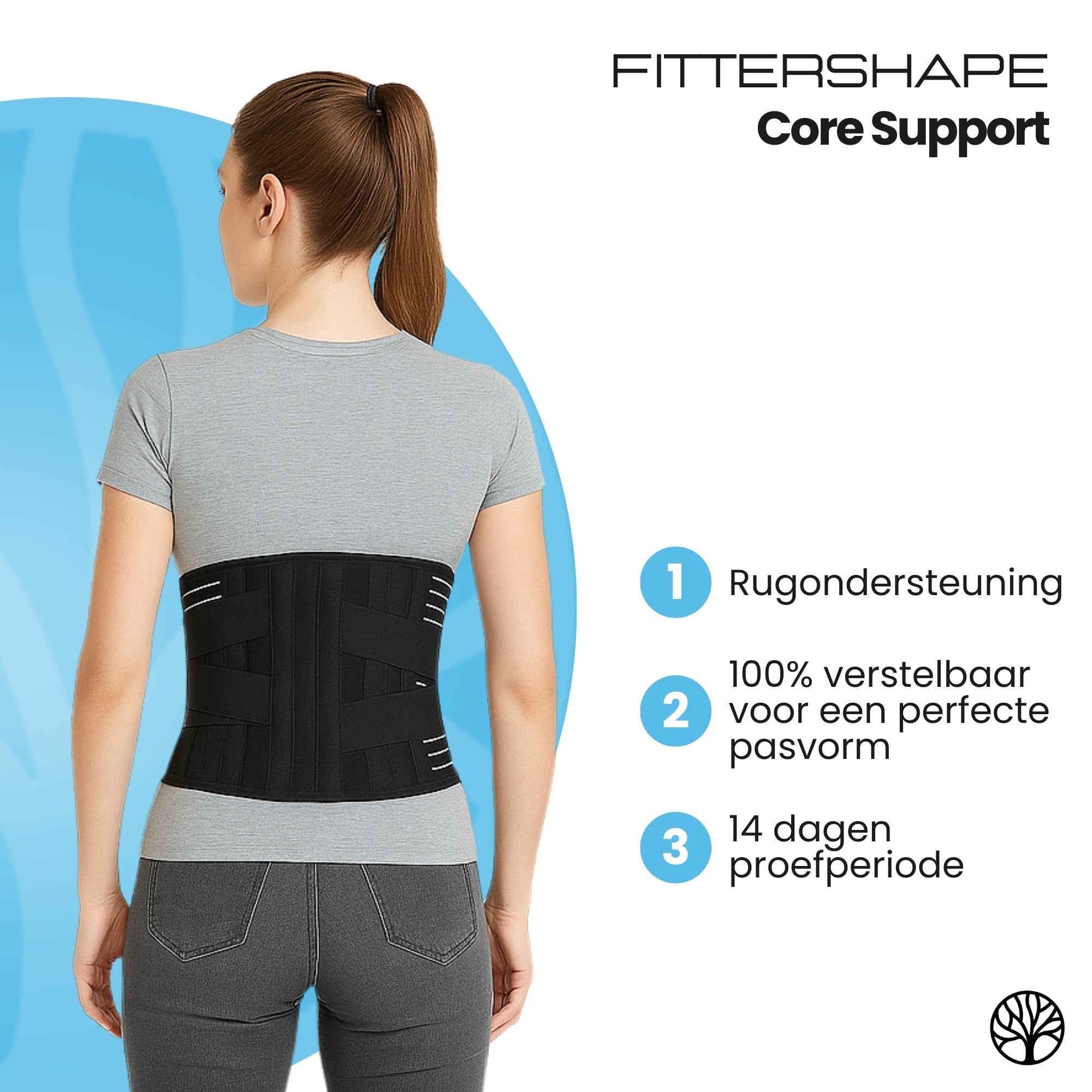Rugbrace gedragen om de taille voor ondersteuning van de onderrug