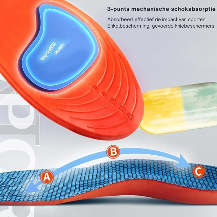 Detail gel- en EVA-laag orthopedische inlegzool voor schokdemping