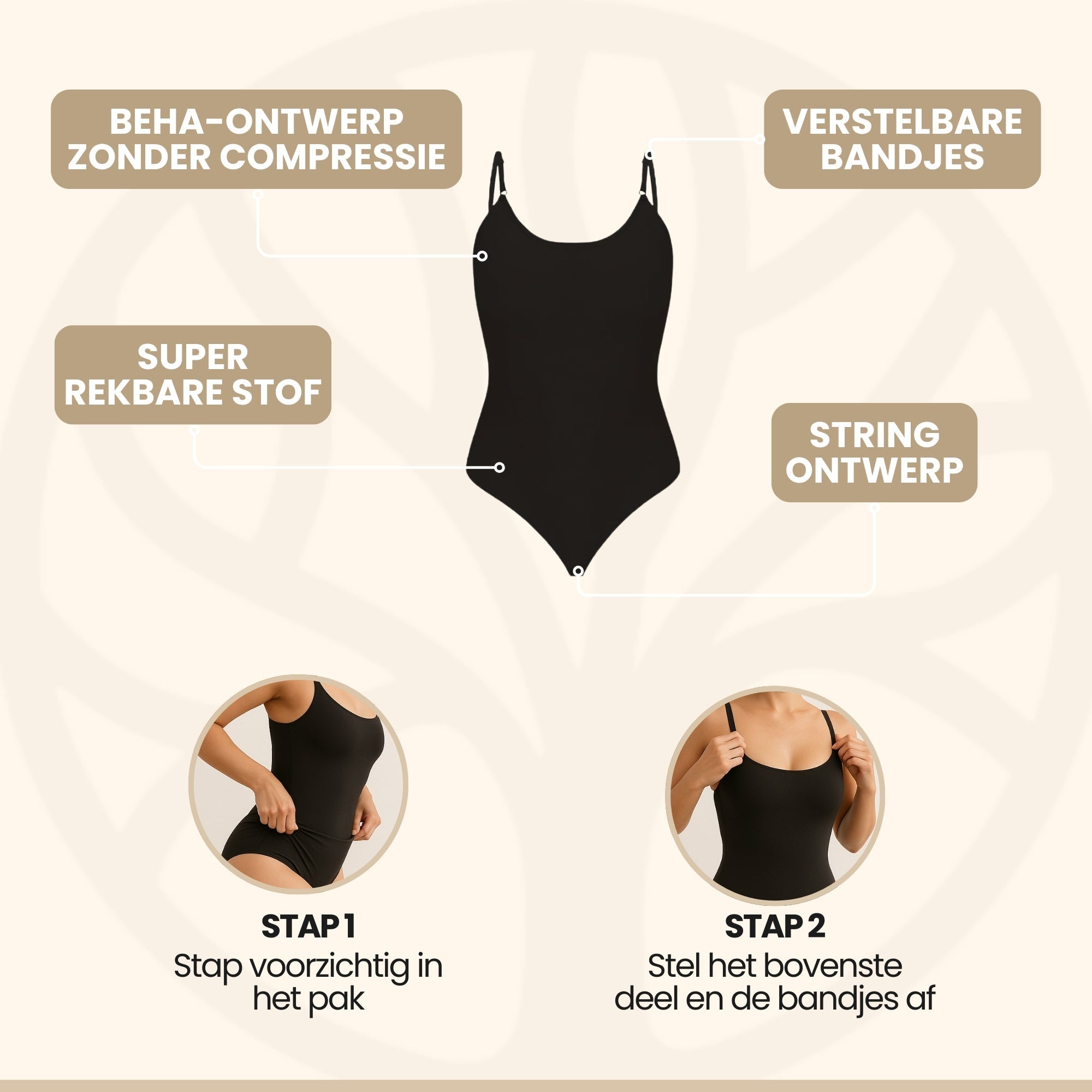 Syla dames body shapewear zonder knelband detail