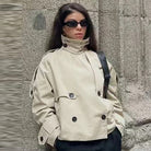 Dames waterafstotende trenchcoat met verstelbare ceintuur in kaki