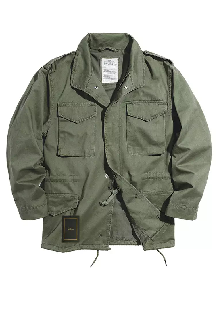 Viktor heren M65 field jacket van katoen met meerdere zakken en verstelbare koordtaille