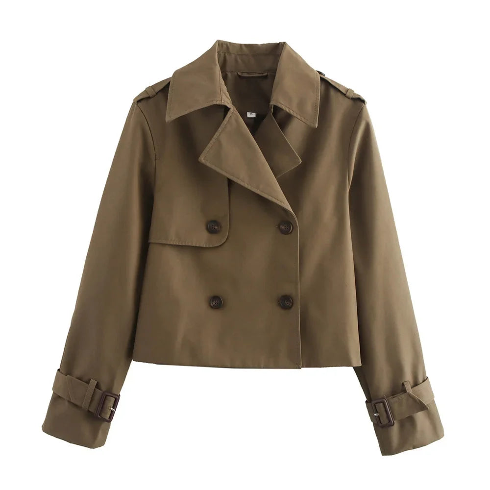 Achterkant van zwart vintage cropped jasje voor dames