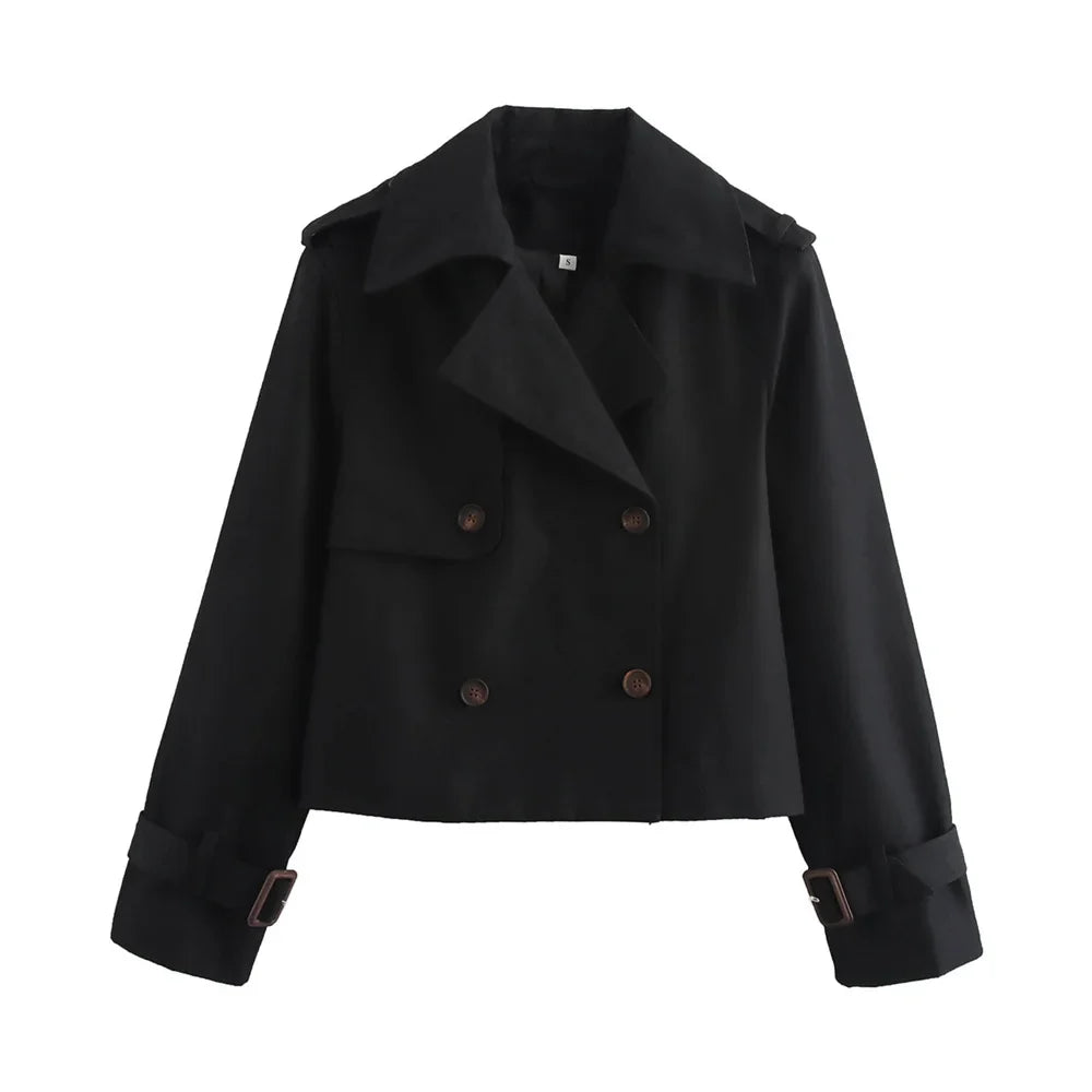 Cropped jasje in effen kleur met functionele zakken zichtbaar