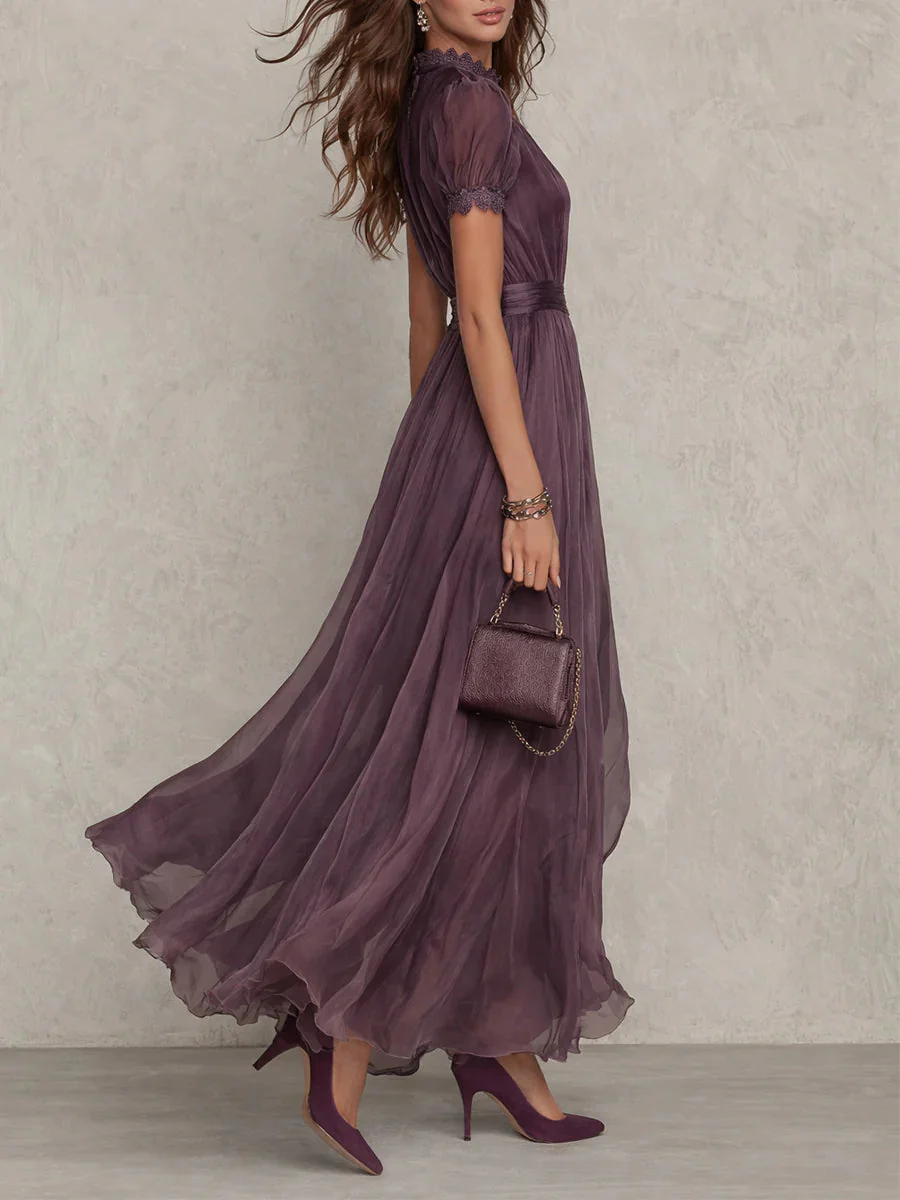 Vloeiende geplooide rok van de Violaine dames maxi jurk in violet