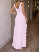 Elegante avondjurk met hoge split en V-hals voor dames