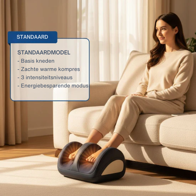 Bovenaanzicht van het Relaxo voetmassageapparaat in duurzaam kunststof